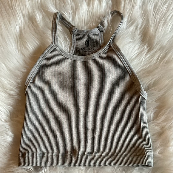 Free People Happiness Runs Crop Tank in Heather Grey - Picture 10 of 14